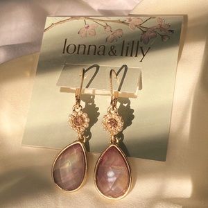 lonna& lillyGold-Tone Colorful Stone Drop Earrings